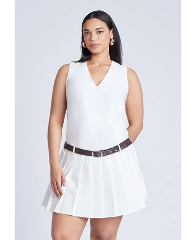 Eloquii Women's Plus Pleated Mini Dress With Belt