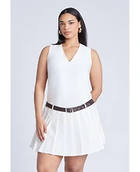 Eloquii Women's Plus Pleated Mini Dress With Belt