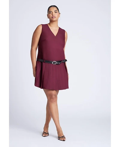 Eloquii Women's Plus Pleated Mini Dress With Belt