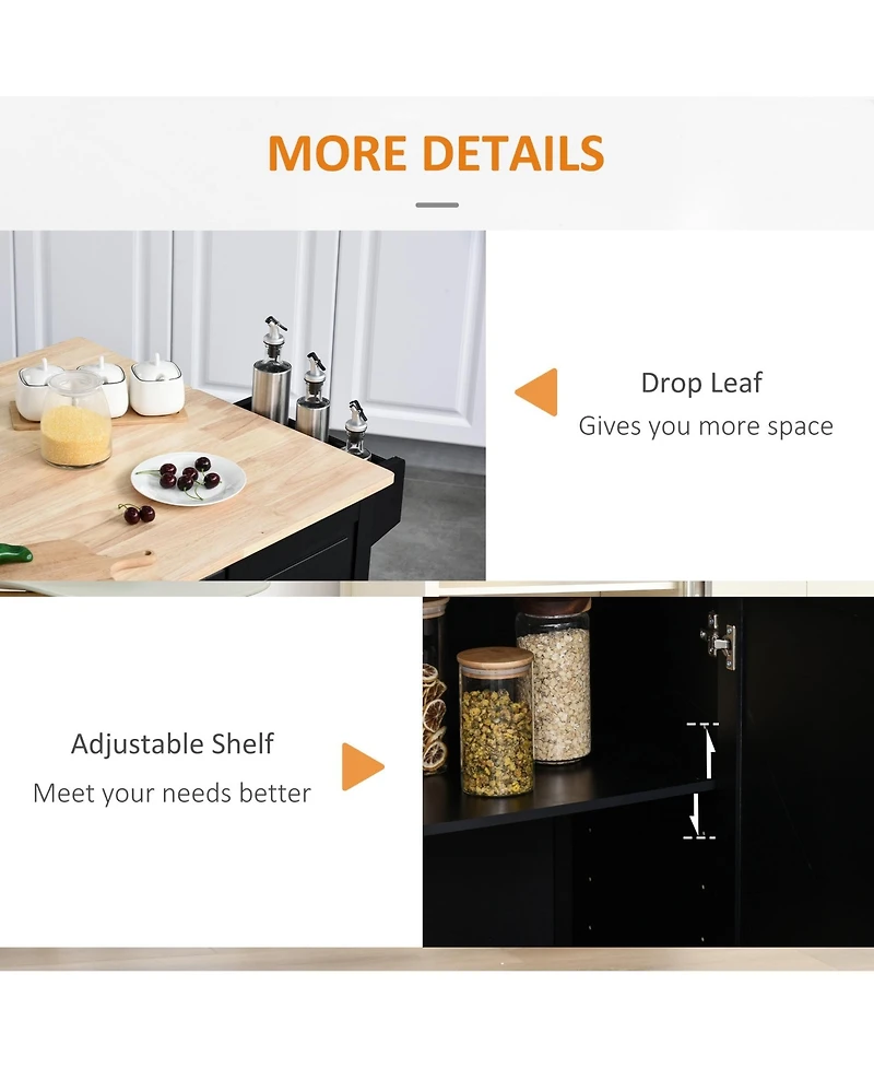 Halifax North America Black Culinary Aid: Kitchen Island Cart with Versatile Storage