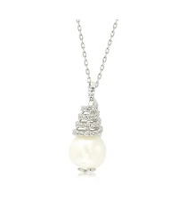 Suzy Levian New York Suzy Levian Sterling Silver Pearl & White Sapphire Swirl Pendant