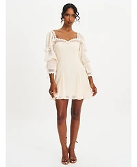 Miss Circle Women Zakira Lace Trim Half Sleeve Mini Dress
