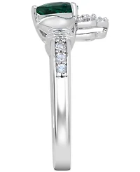 Lab-created Emerald 3/4 ct. t.w. and White Sapphire 1/3 "I Love You" Inscription Heart Promise Ring Sterling Silver