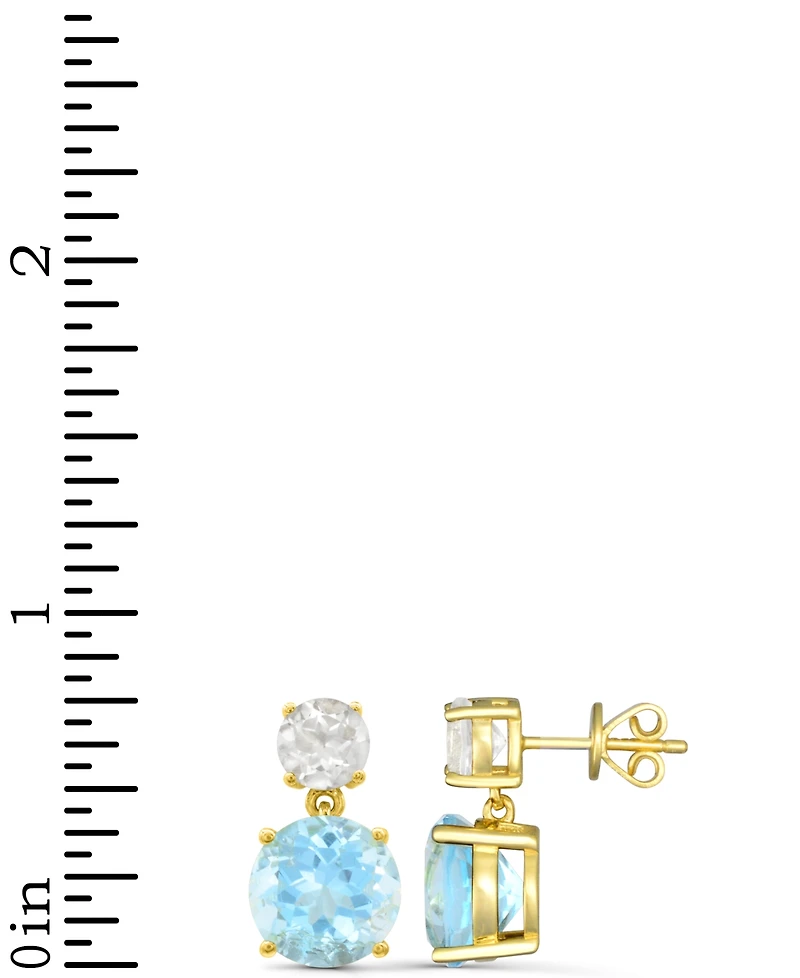 Rose de France 5-5/8 ct. t w. and Amethyst 1-1/3 t.w.Drop Earrings 14K Gold-Plated Sterling Silver