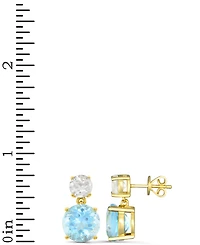 Rose de France 5-5/8 ct. t w. and Amethyst 1-1/3 t.w.Drop Earrings 14K Gold-Plated Sterling Silver