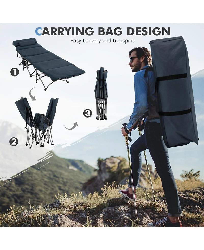 Akiudex Folding Camping Cot with Mattress and Carry Bag