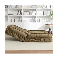 Aostirmotor Green Upholstered Human Dog Bed with 5 Adjustable Position and Massage Pillow for Adult and Pets