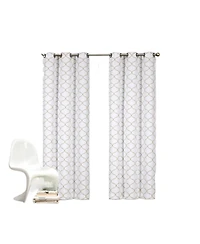 Kate Aurora Modern Elements 2 Pack Quatrefoil Lattice Poly Cotton Curtain Panels - Navy