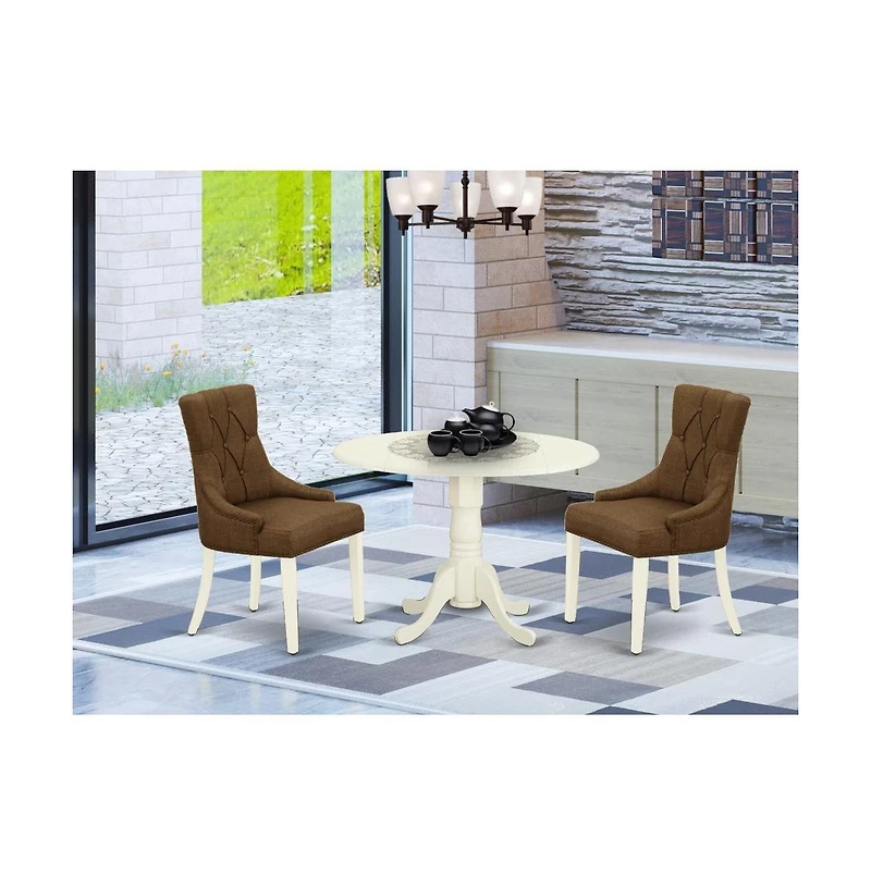 East West Furniture Dining Room Set Linen White