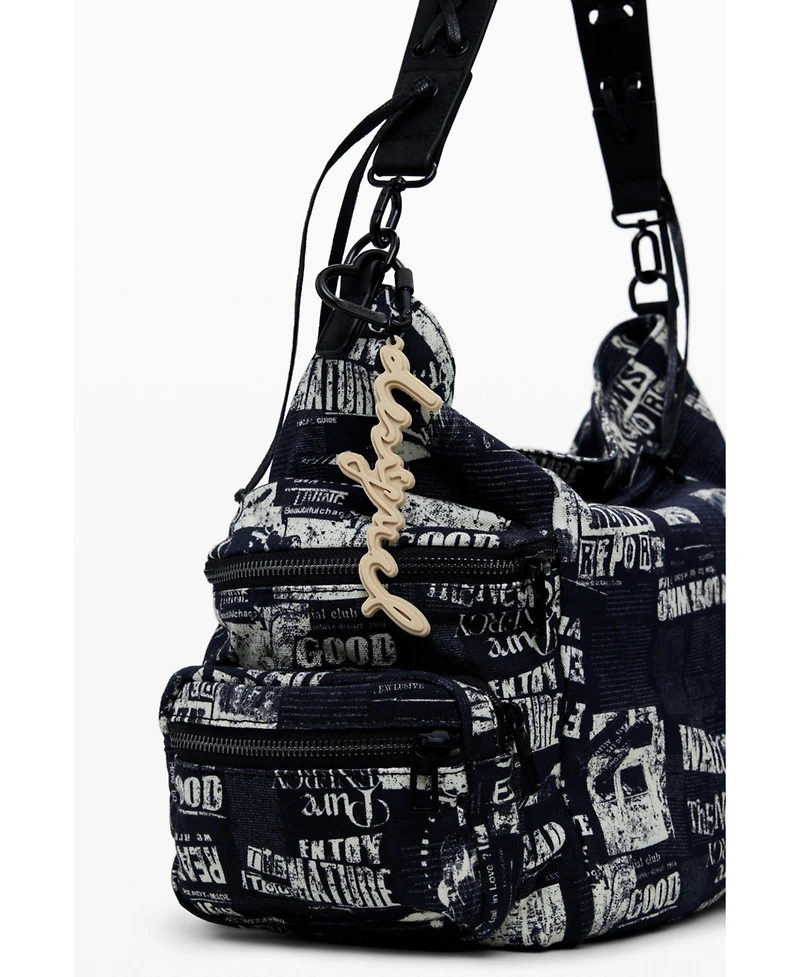 Desigual Women's Medium newspaper shoulder bag
