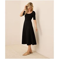 Pact Women's Organic Cotton Fit & Flare Scoop Midi Dress