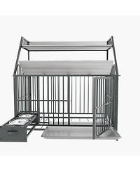 Aostirmotor 35 in. W x 49 in. H x 24 in. D Large Pet Cage with Storage Rack, Drawers with Stainless Steel Food in Black