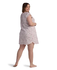 Miss Elaine Plus Short Sleeve Printed Night Dress
