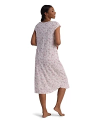 Miss Elaine Women's Short Sleeve Printed Long Night Dress