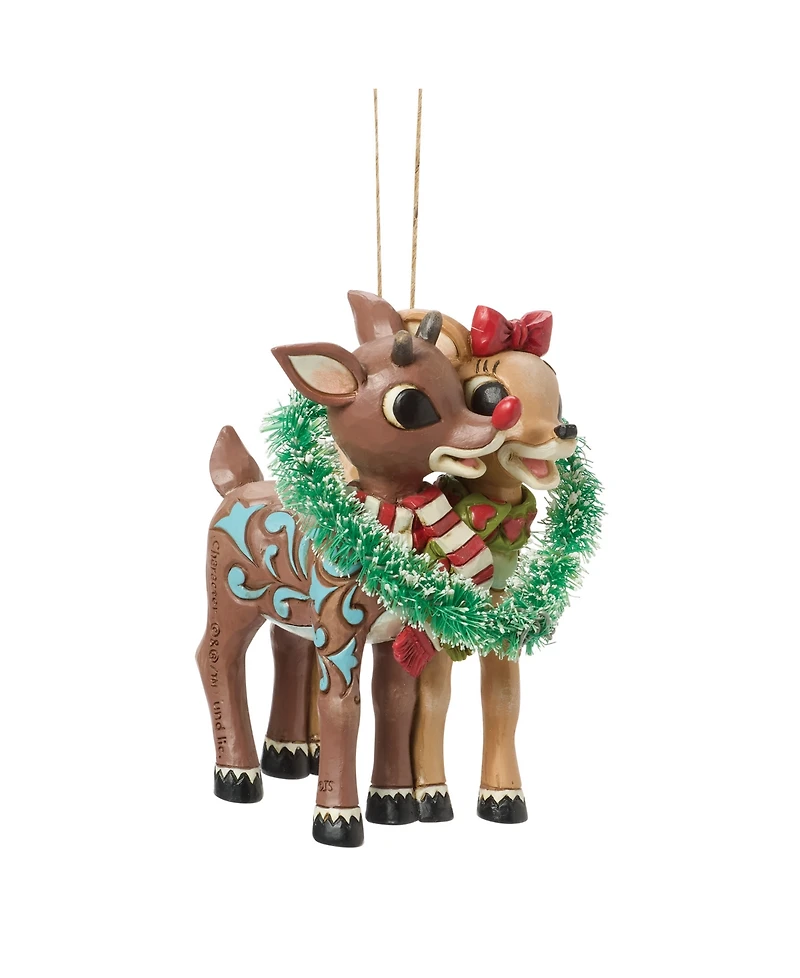 Jim Shore Rudolph and Clarice Heart Hanging Ornament