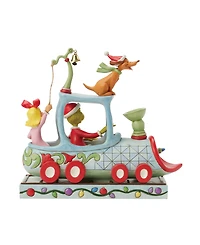 Jim Shore Grinch, Max and Cindy on Train Figurine