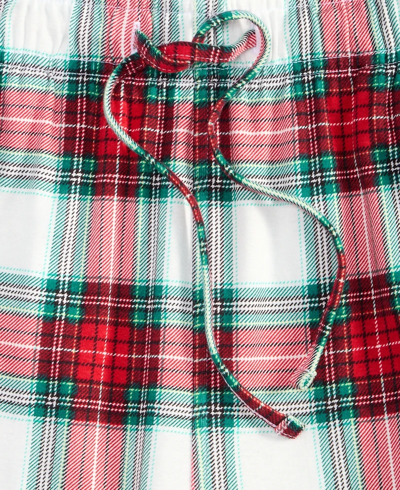 Holiday Lane's Men's Merry Plaid Crew Neck Matching Family Pajamas Set, Created for Macy's