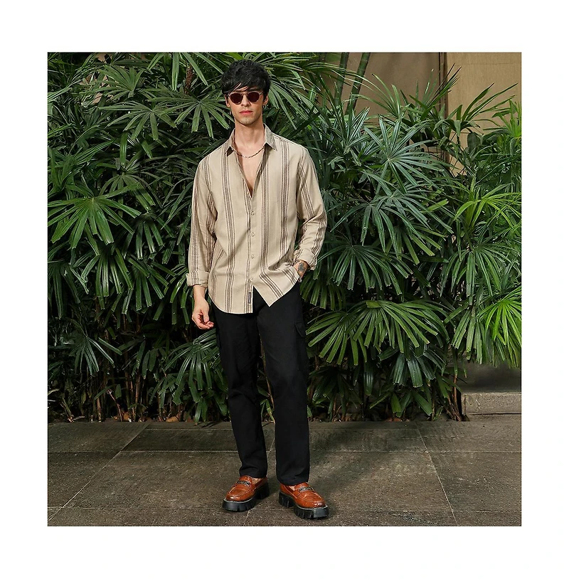 Campus Sutra Men's Halo-Striped Shirt