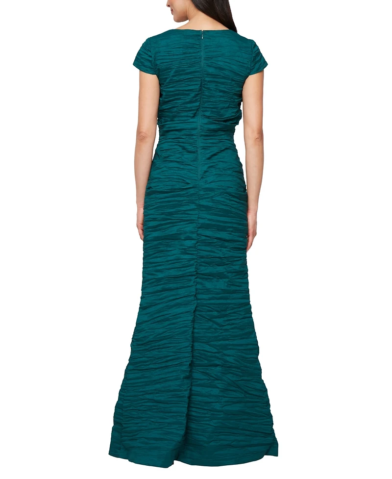 Alex Evenings Women's Crinkle Stretch Taffeta Long Gown