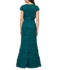 Alex Evenings Women's Crinkle Stretch Taffeta Long Gown