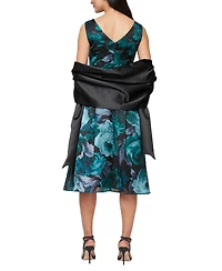 Alex Evenings Women's Printed Midi Yoryu Sleeveless Dress