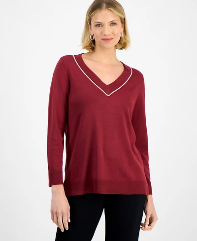 Jm Collection Women's Beaded-Neck Sweater, Macy's Exclusive