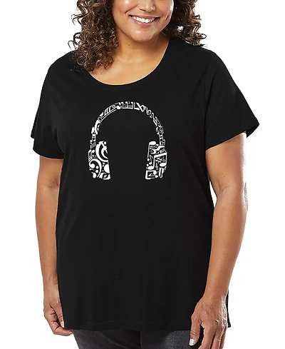 La Pop Art Plus Music Note Headphones T-Shirt