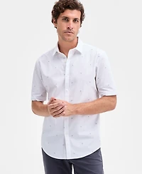 Alfani Men's Short Sleeve Dobby Geo Print Button-Front Shirt, Macy's Exclusive