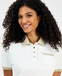 Tommy Hilfiger Women's Cotton Shine-Collar Polo Top