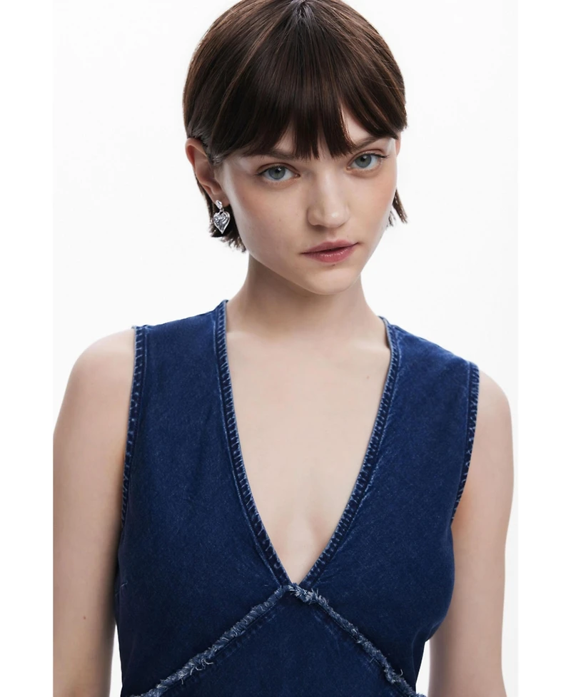 Desigual Women's Asymmetric denim midi dress