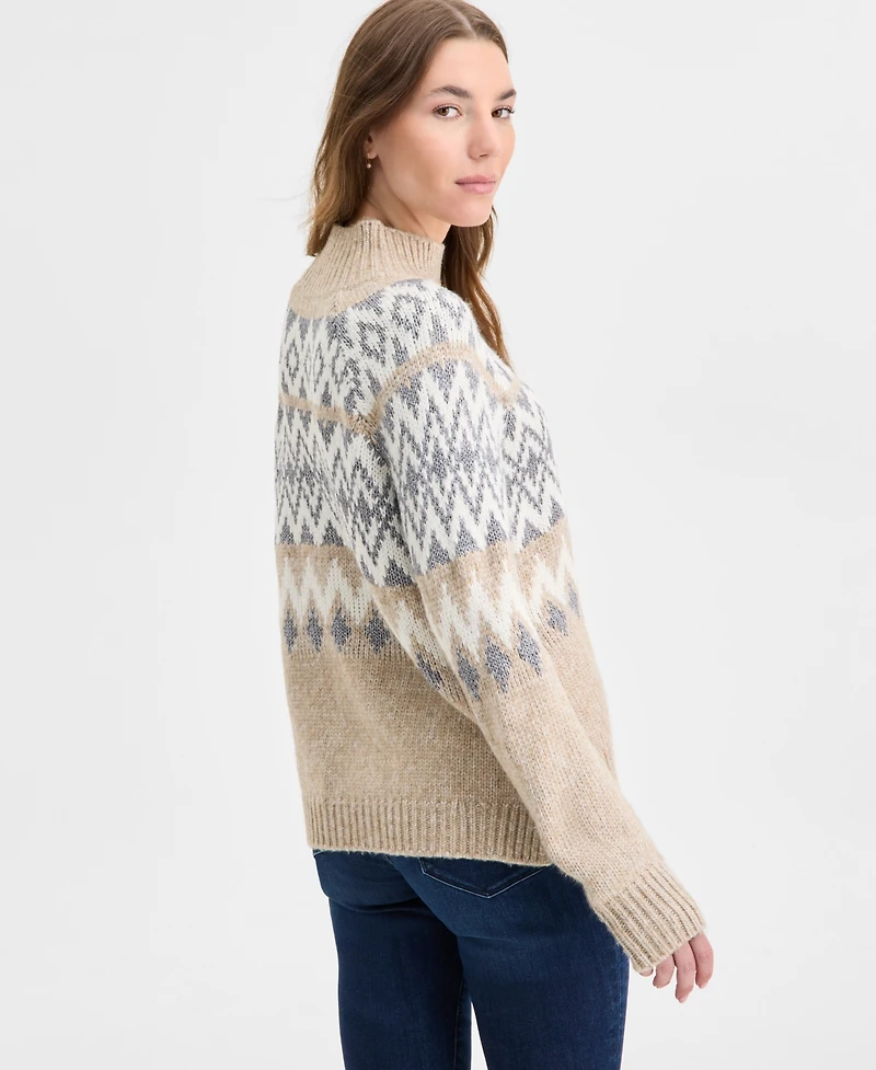 Lucky Brand Women's Fair Isle Mock-Neck Sweater