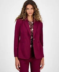 Bar Iii Womens Notch Collar Single Button Blazer Printed Mesh Short Sleeve Tee Compression High Rise Straight Leg Pants Macys Exclusive