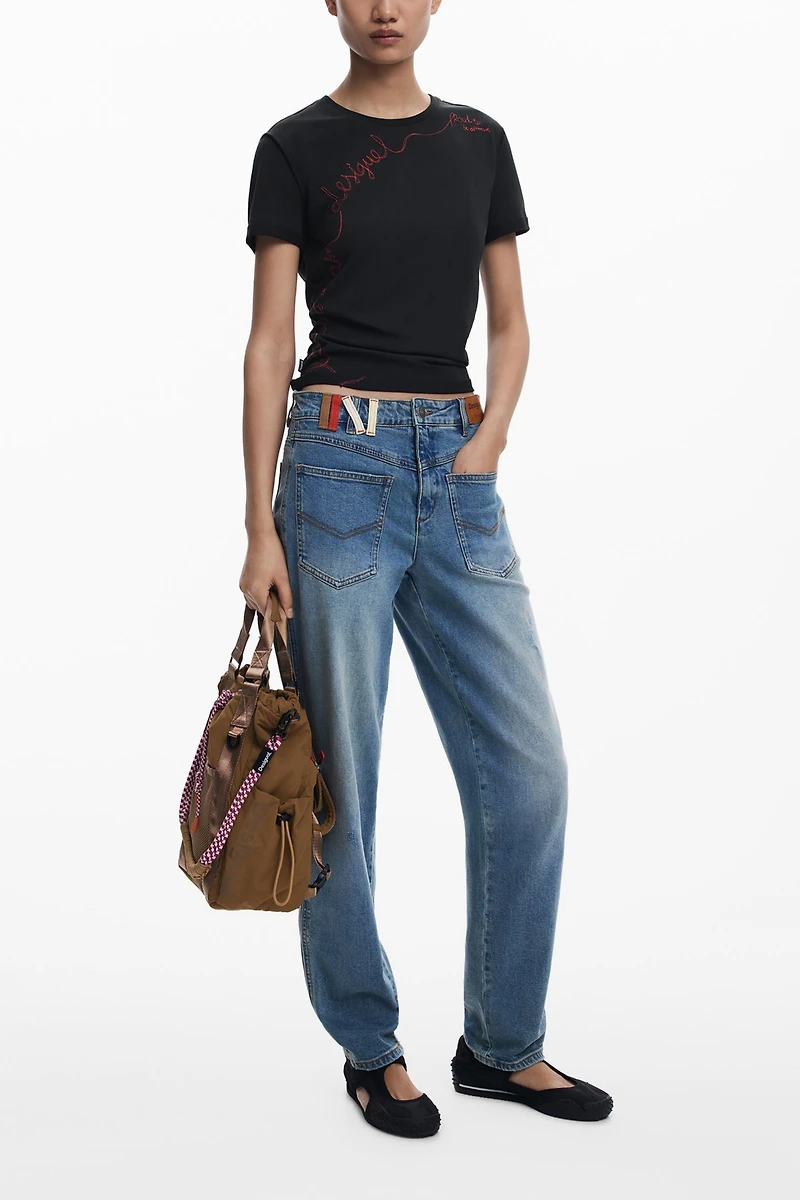 Desigual Women's T-shirt with embroidered phrase