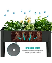Gymax Raised Garden Bed Elevated Planter Box on Wheels Steel Planter w/Shelf