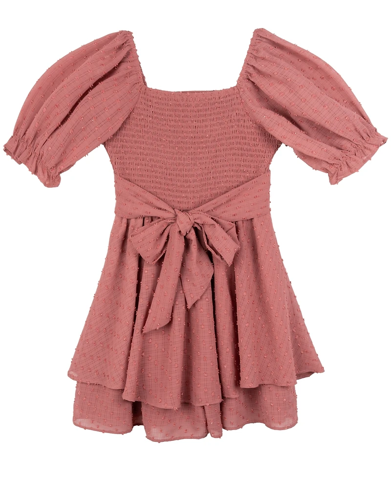 Rare Editions Big Girls Textured Clip Dot Romper