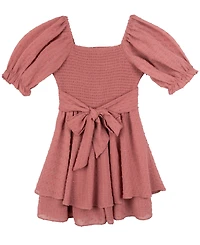 Rare Editions Big Girls Textured Clip Dot Romper
