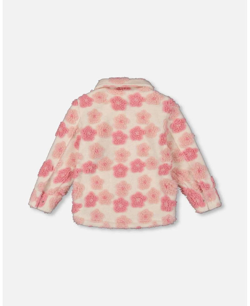 Deux par Girl Sherpa Overshirt Off-White and Pink