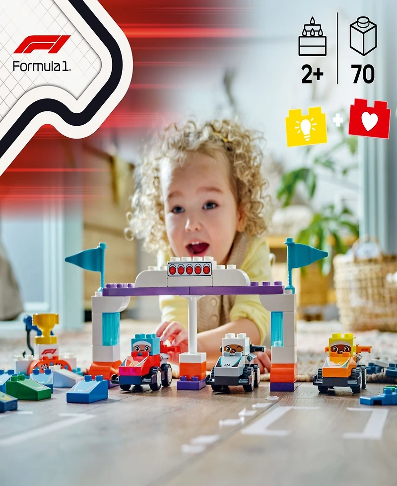 Lego Duplo Town F1 Team Race Cars Drivers Building Toy 10445, 70 Pieces