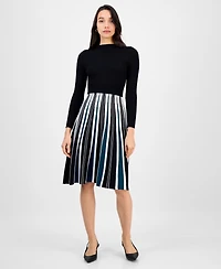 Robbie Bee Petite Long-Sleeve Pleated-Skirt Sweater Dress