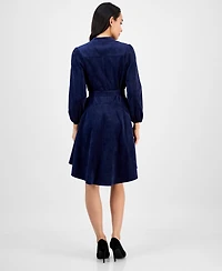 Robbie Bee Petite Long-Sleeve Fit & Flare Shirtdress