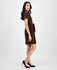 Robbie Bee Petite Short-Sleeve Button-Front Corduroy Shirtdress