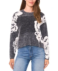 Sam & Jess Women's Jacquard Floral Crewneck Sweater