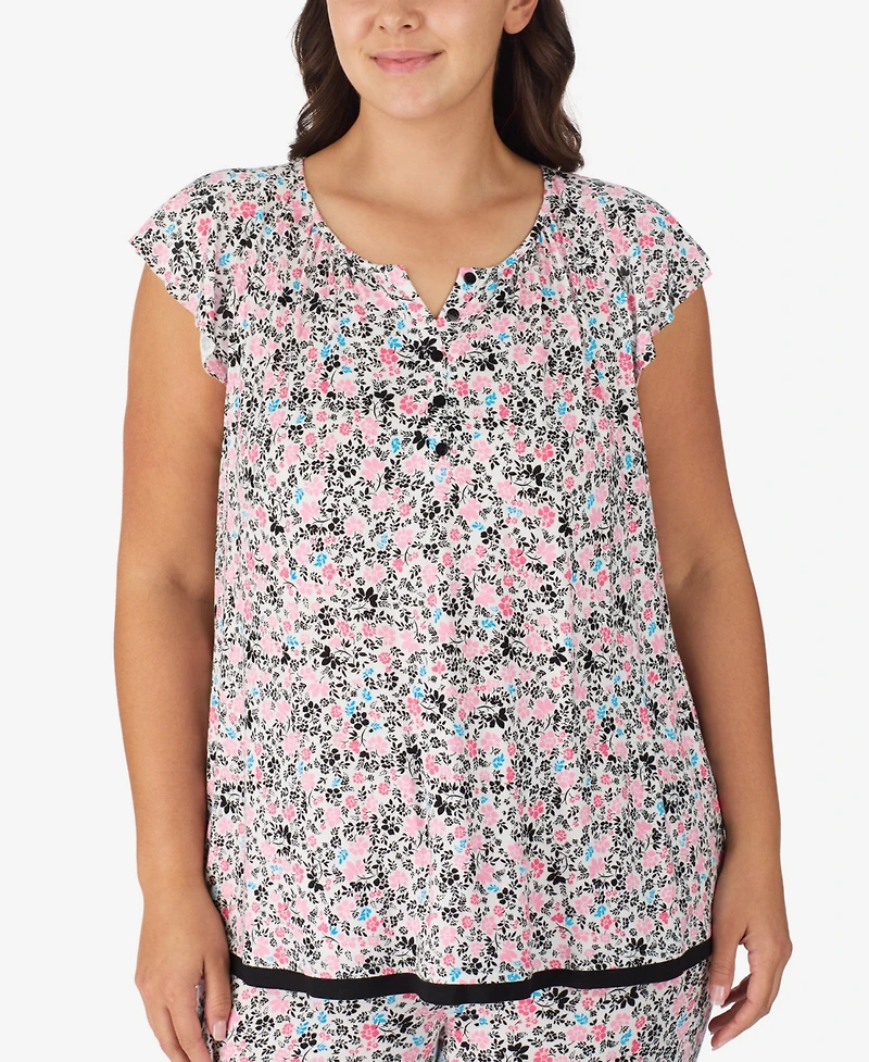 Ellen Tracy Plus Short Sleeve Cropped Pajama Set