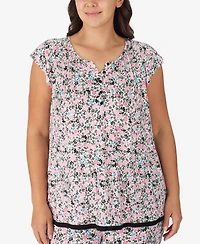 Ellen Tracy Plus Short Sleeve Cropped Pajama Set