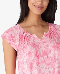 Ellen Tracy Women's Keyhole Neck Short Flutter Sleeve Chemise