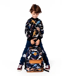 Deux par Deux Boy Kids Backpack Black Dinosaur Print - Toddler|Child