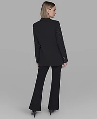 Karl Lagerfeld Paris Women's Embroidered Notch-Collar Blazer
