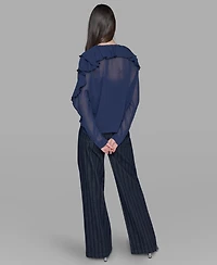 Karl Lagerfeld Paris Women's Keyhole Ruffle Top