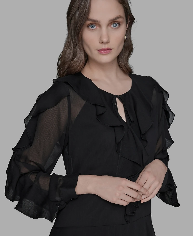 Karl Lagerfeld Paris Women's Layered Ruffle Dress