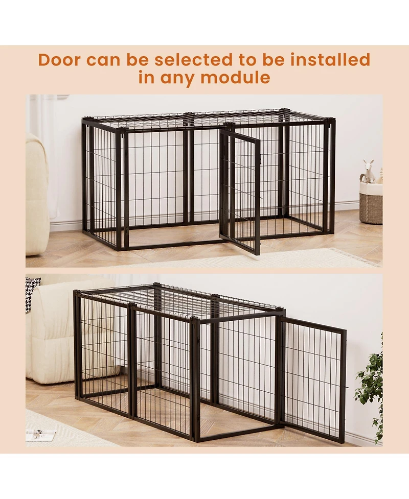 Aostirmotor 47.2 in. L x 22 in. W x 24 in. H. Dog Crate 47.2" Dog Kennel for Small Medium Dogs, Puppy Dog Playpen with Top in Black